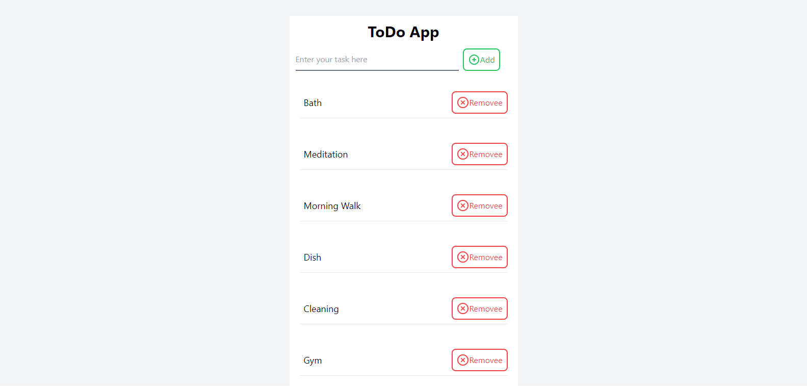 Screenshot of Todo App project