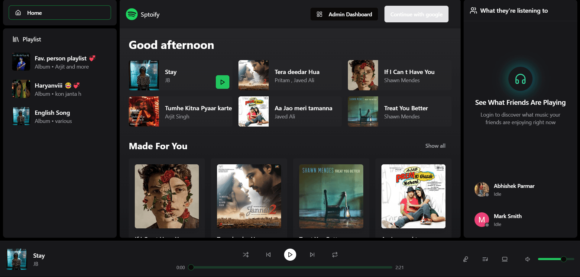 Screenshot of Mern Spotify App project